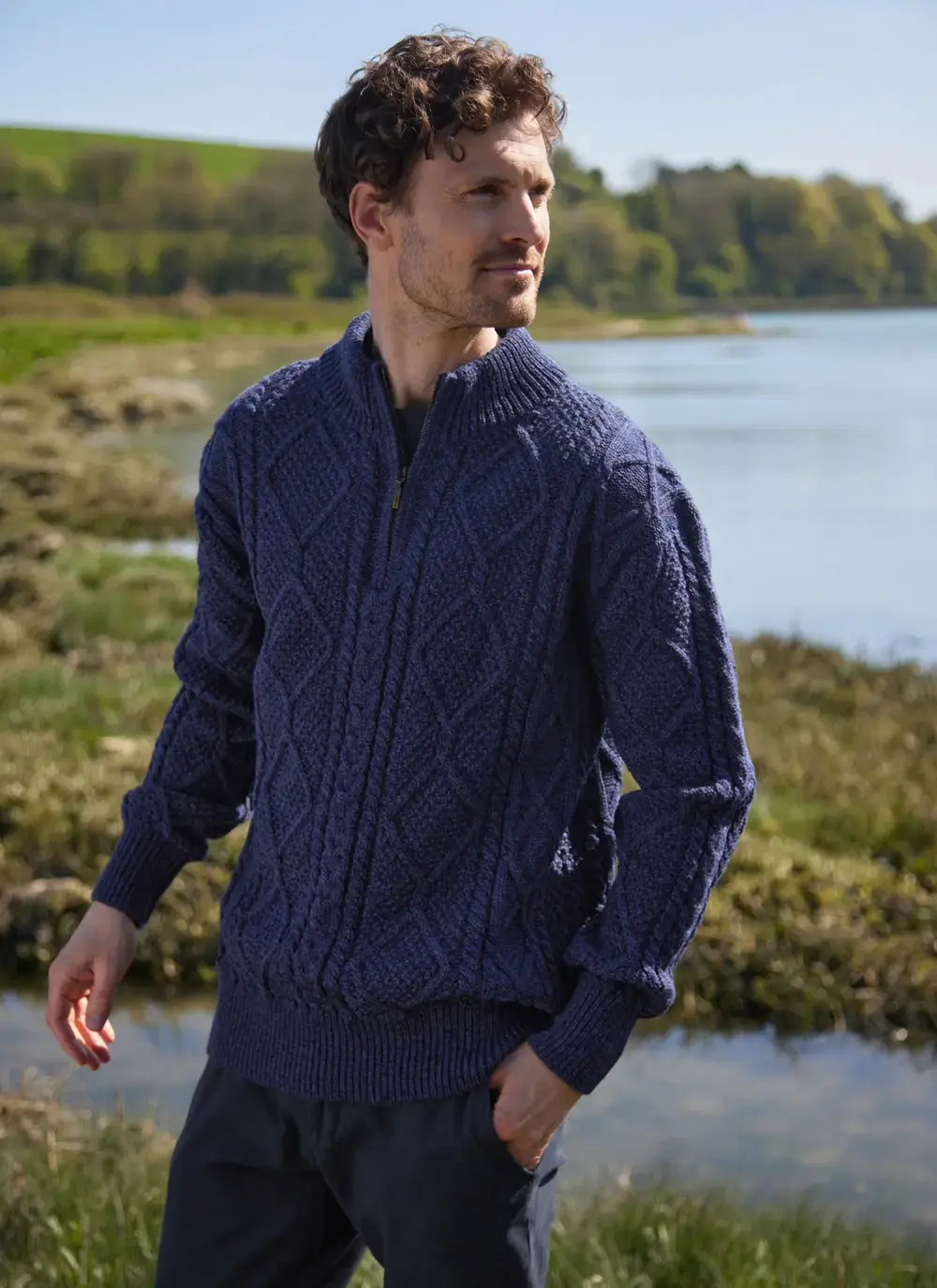 Inishmore Half Zip Aran Sweater